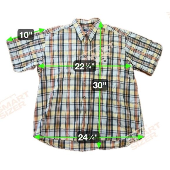 Bodoni USA Sporting Gear Plaid Shirt Mens Short Sleeve FY797 Size XL Yellow Navy - Picture 8 of 8